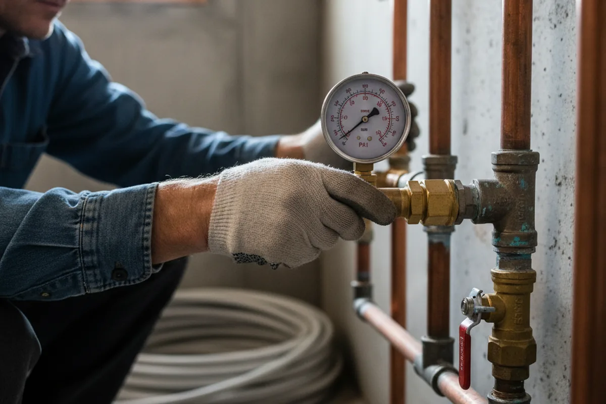 Pressure testing a repaired line during Water Line Repair in Nitro